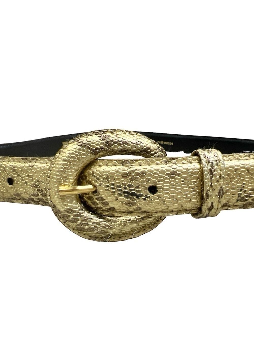 Vintage faux vegan gold snake skin belt L